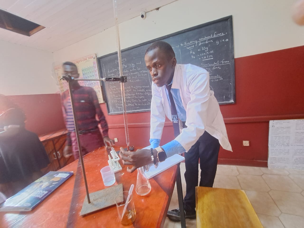 Detailed observation of chemical mixtures.